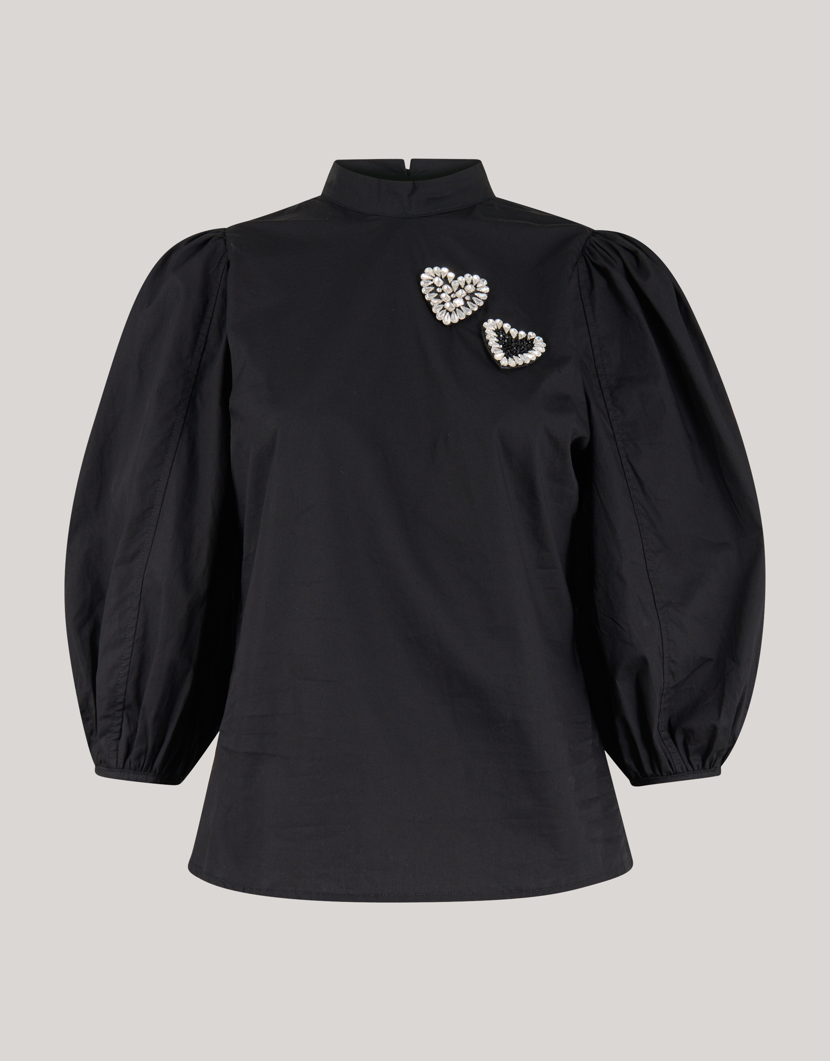 Strass Heart Poplin Blouse Zwart SHOEBY WOMEN