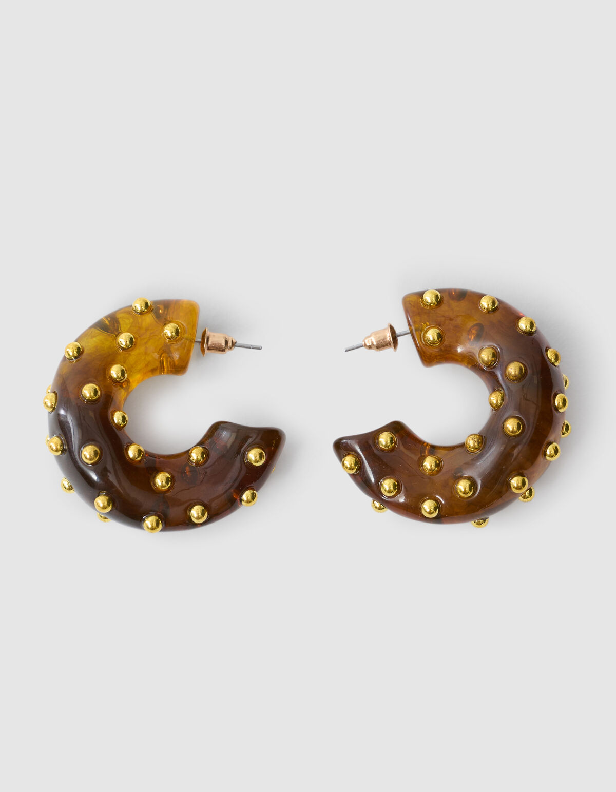 Studded Hoops Oorbellen Bruin SHOEBY ACCESSOIRES