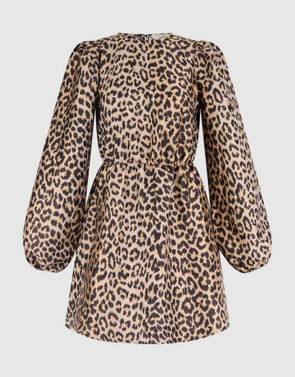 Leopard Mini Jurk Bruin SHOEBY WOMEN