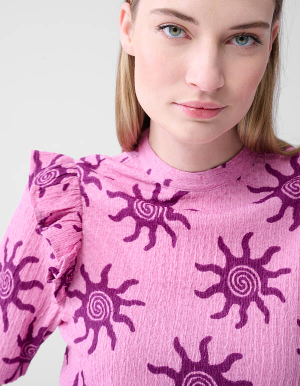 Crinkle Ruffle Top Roze SHOEBY WOMEN