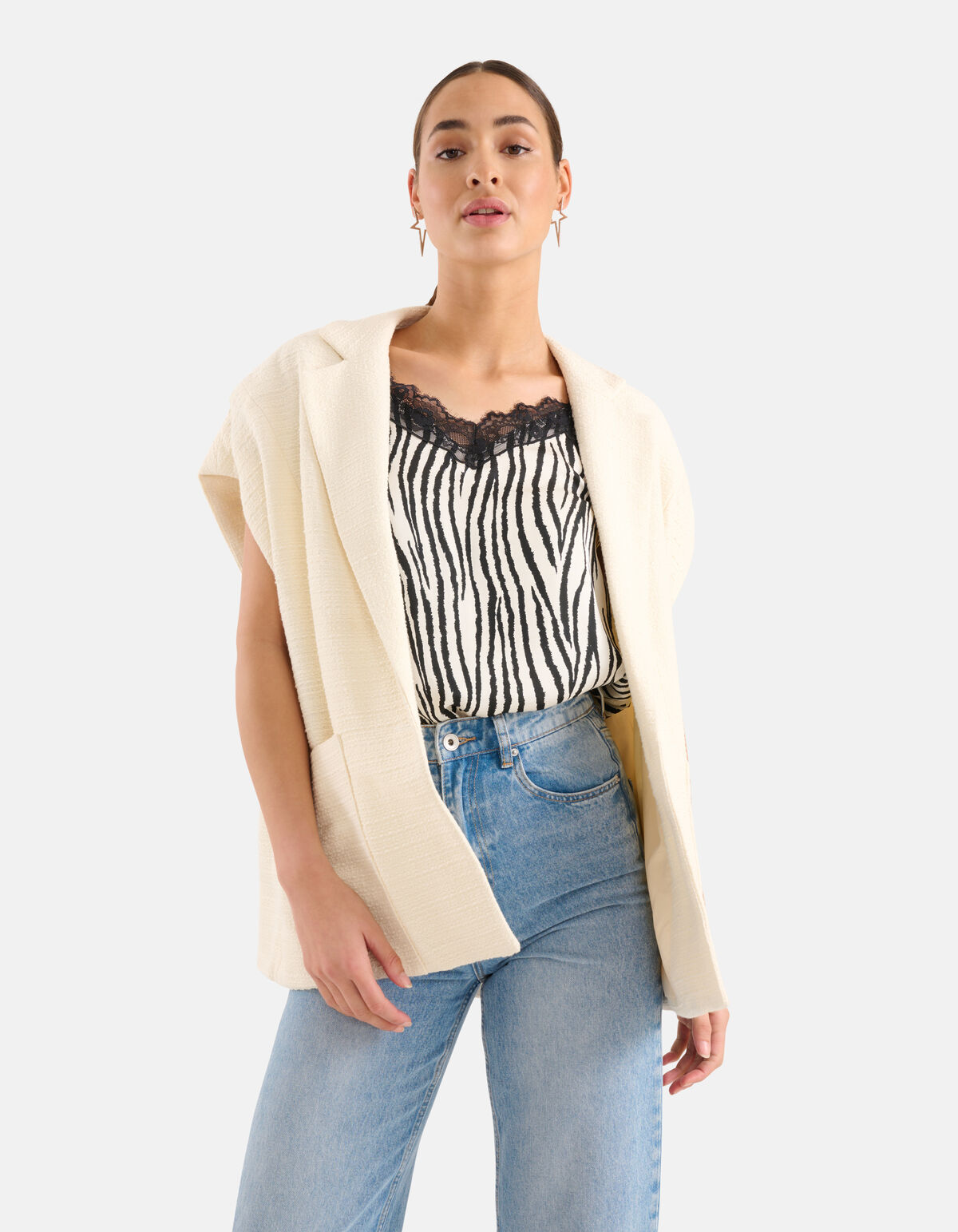 Zebra Printed Singlet Zwart/Wit SHOEBY WOMEN