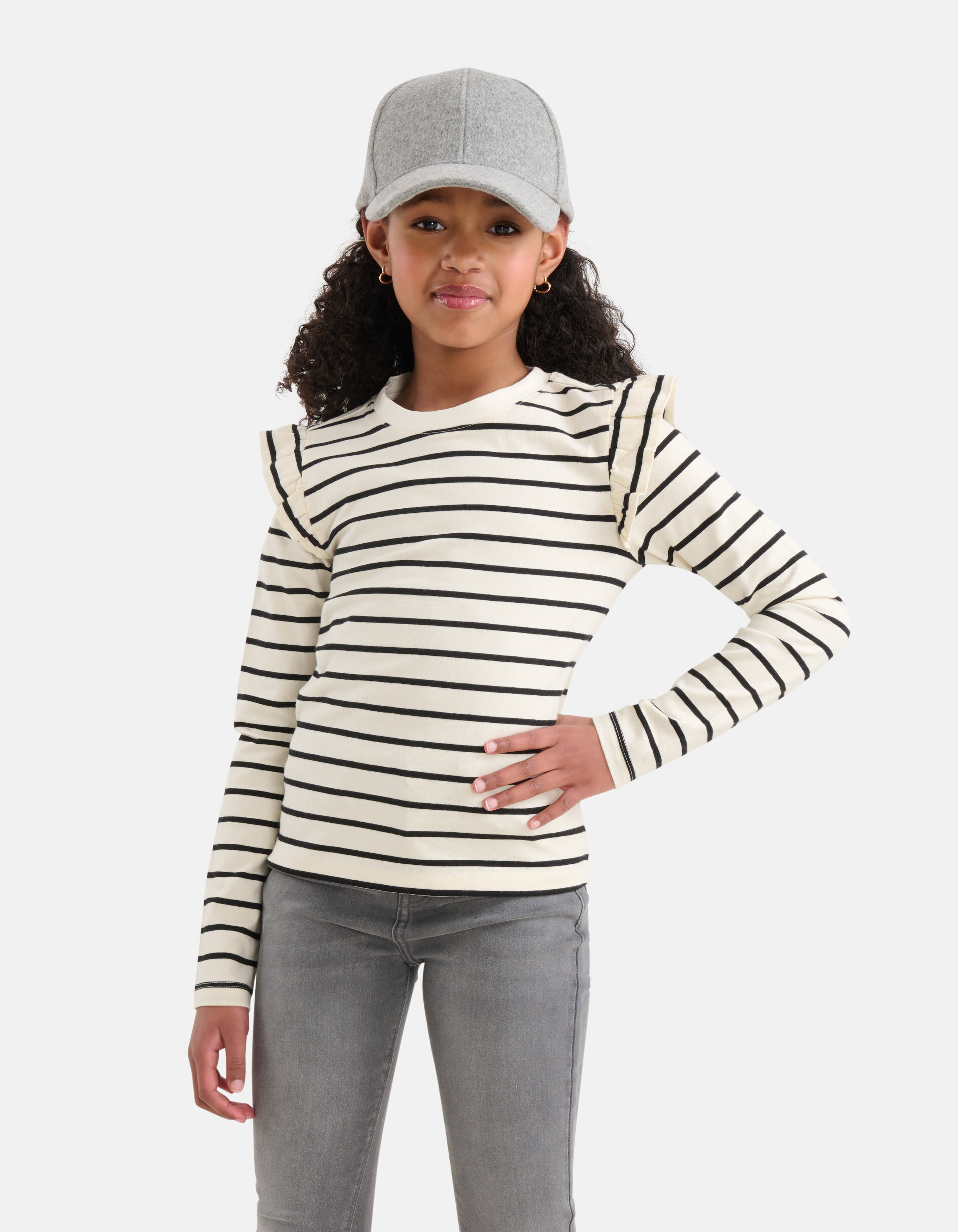 Gestreepte Longsleeve Gebroken Wit SHOEBY GIRLS