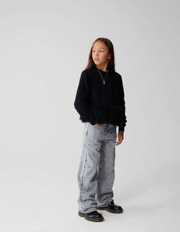 Feather Sweater Zwart SHOEBY GIRLS