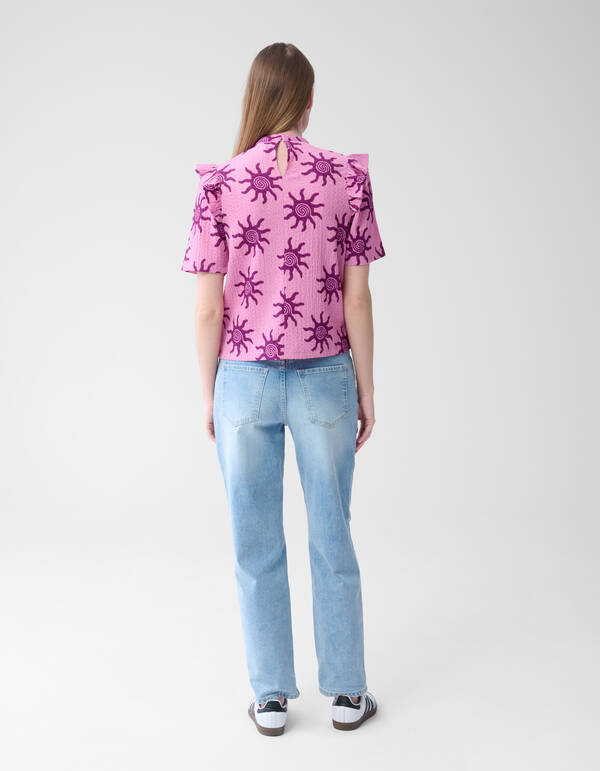 Crinkle Ruffle Top Roze SHOEBY WOMEN