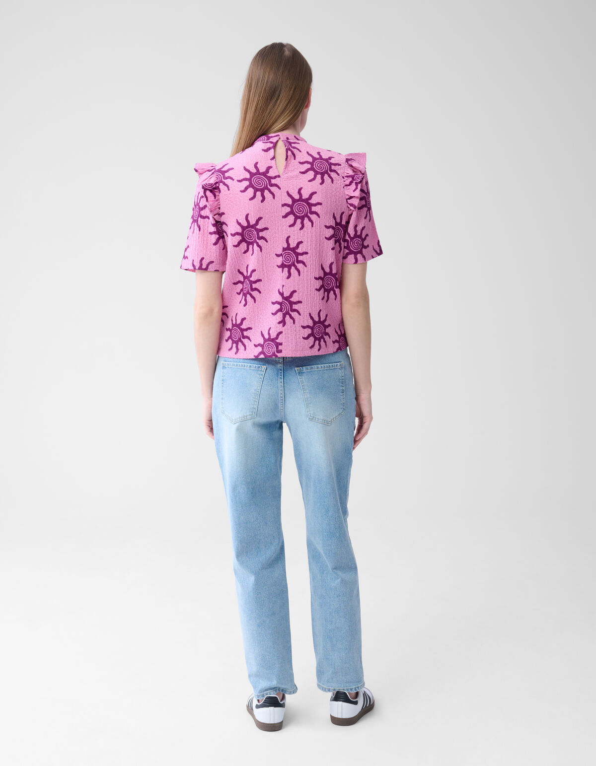 Crinkle Ruffle Top Roze SHOEBY WOMEN