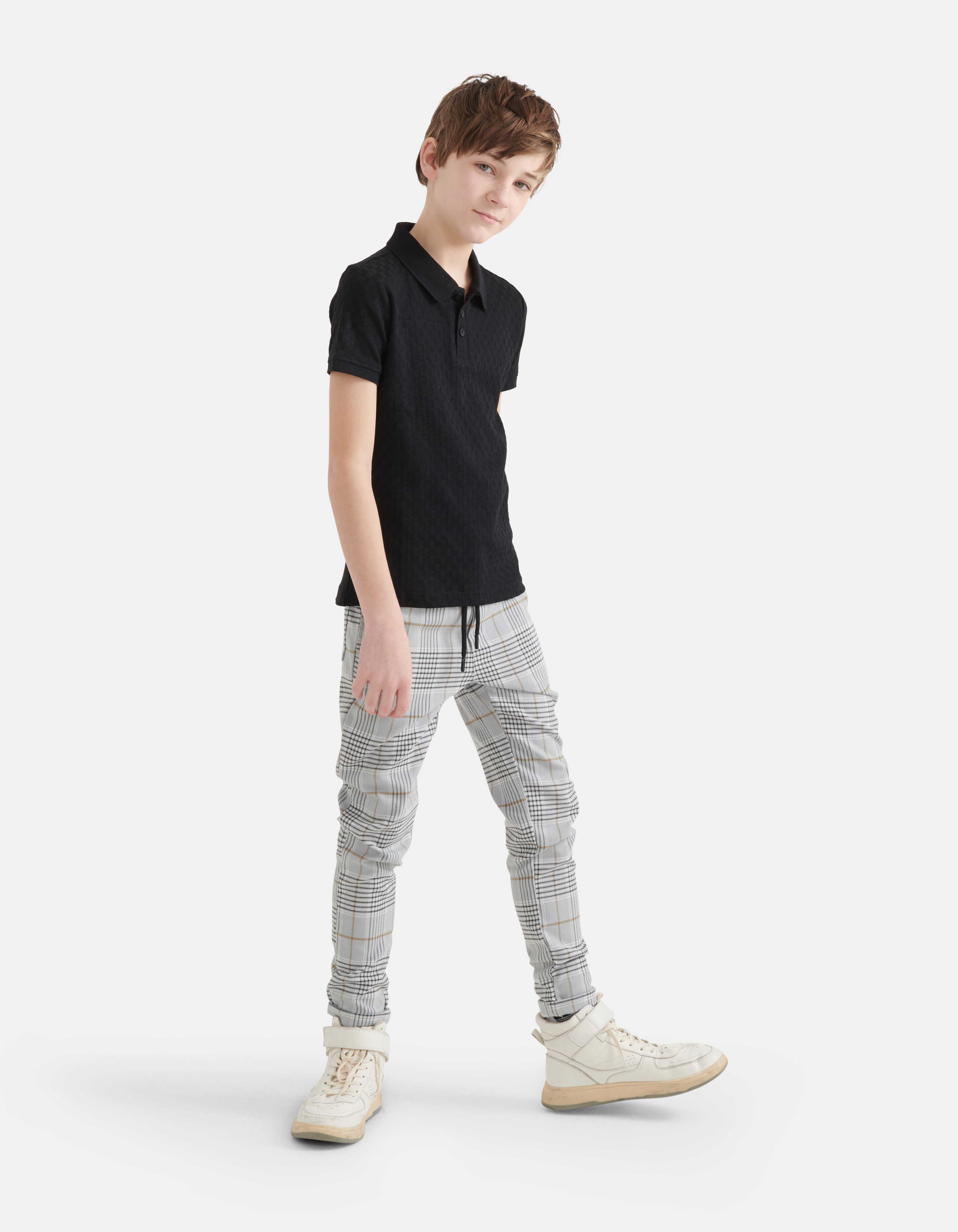 Blok Structuur Polo Zwart SHOEBY BOYS