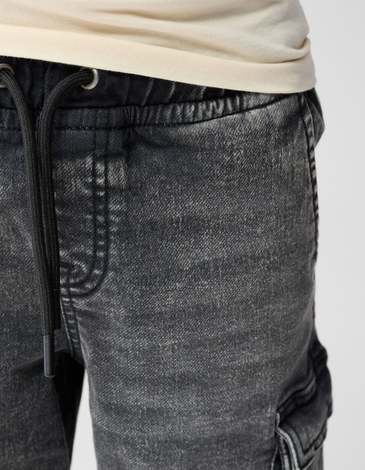 Denim Cargo Short Donkergrijs SHOEBY BOYS