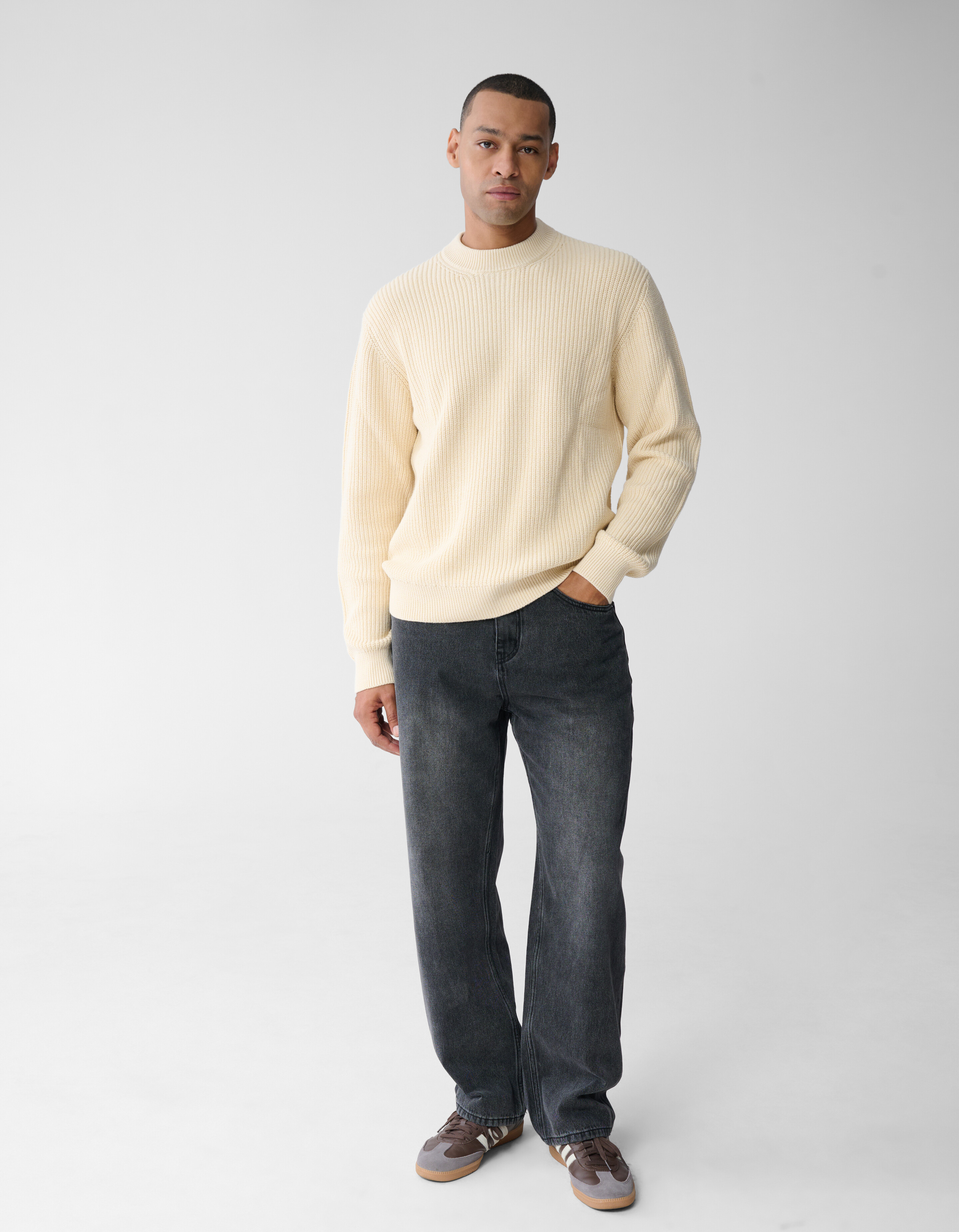 Crewneck Knit Trui Zand SHOEBY MEN