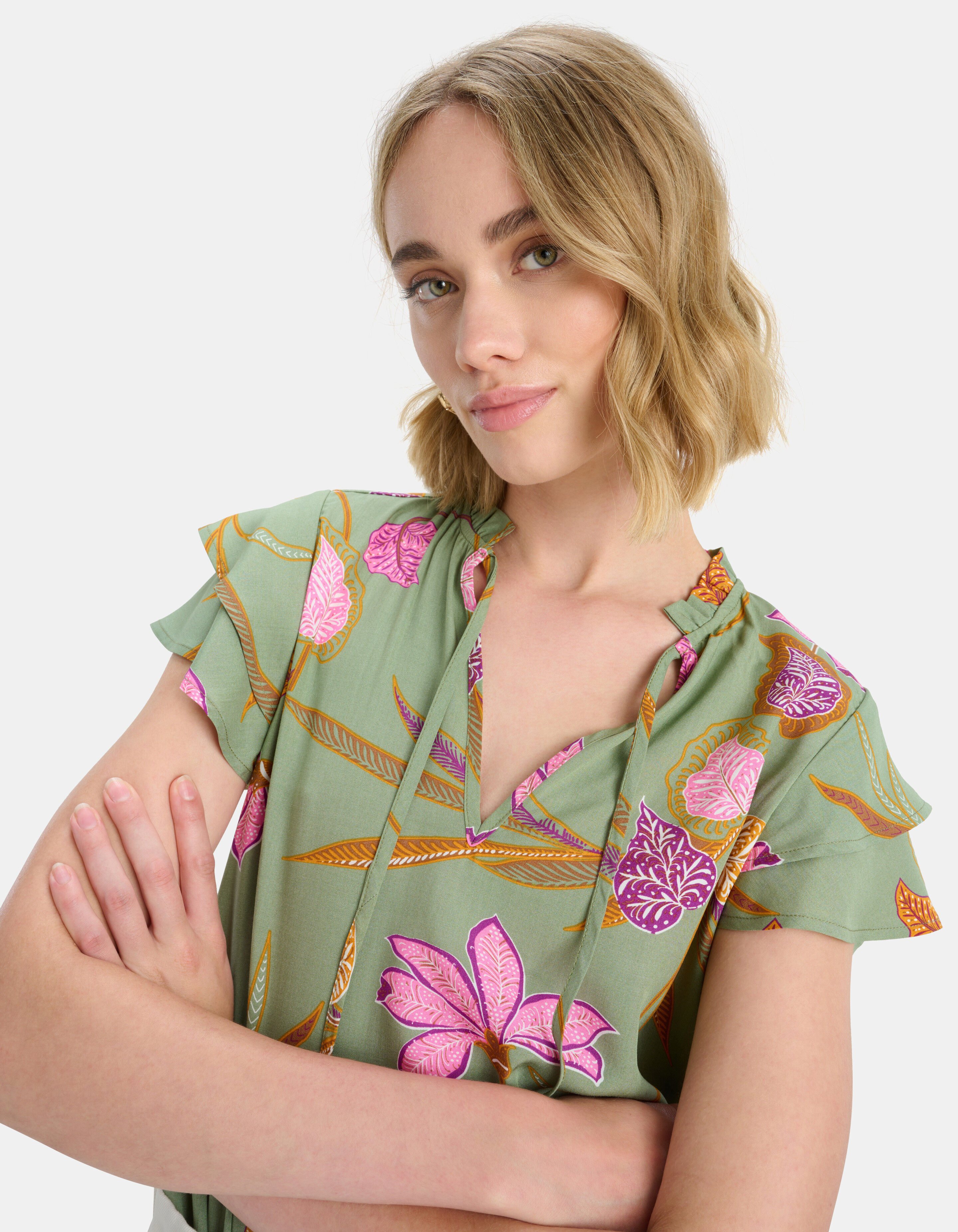V-hals Print Top Groen SHOEBY WOMEN