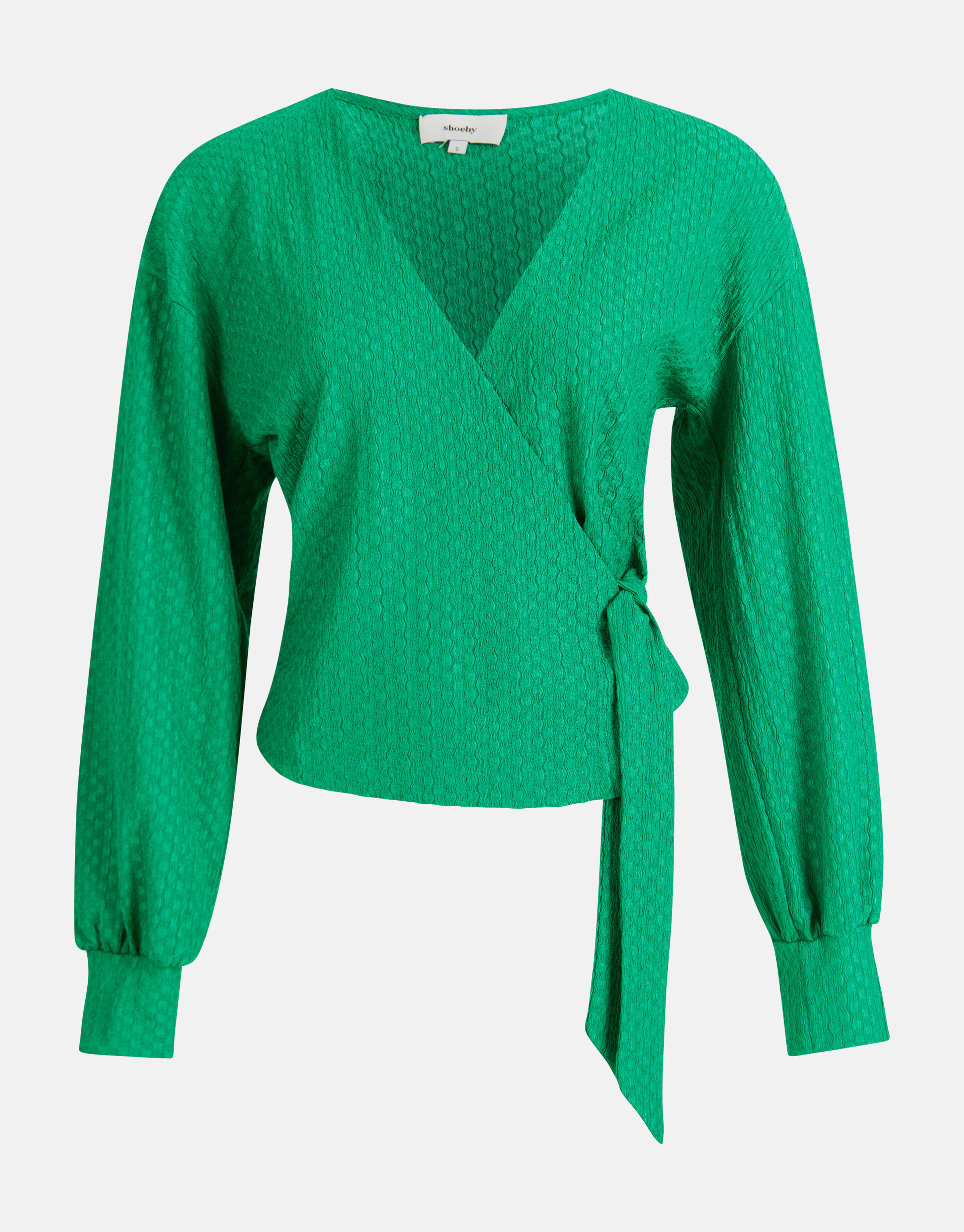 Crinkle Wrap Top Groen SHOEBY WOMEN