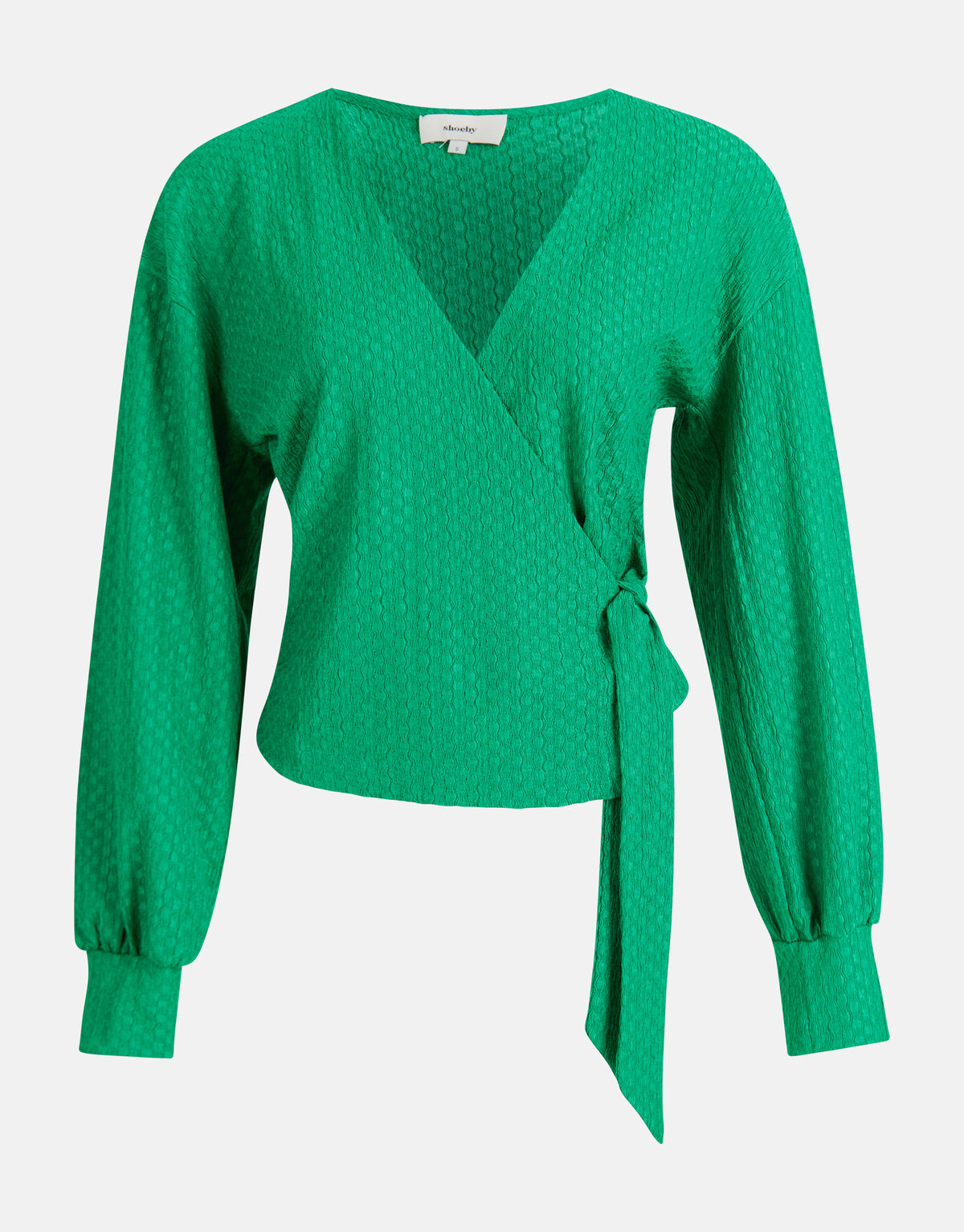 Crinkle Wrap Top Groen SHOEBY WOMEN