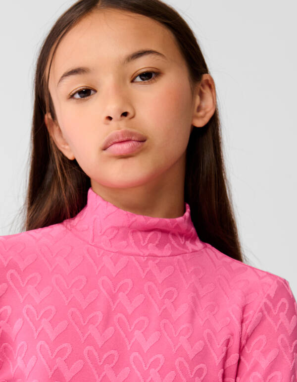 All-Over Heart Jersey Top Roze SHOEBY GIRLS