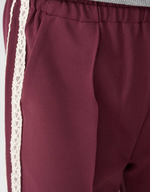 Sporty Wide Leg Broek Donkerrood SHOEBY GIRLS