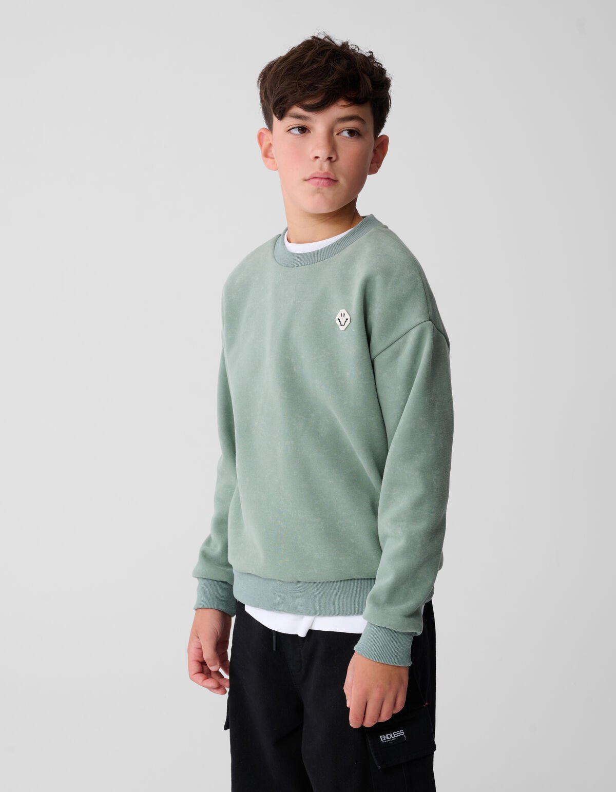 Printed Smiley Sweater Groen SHOEBY BOYS