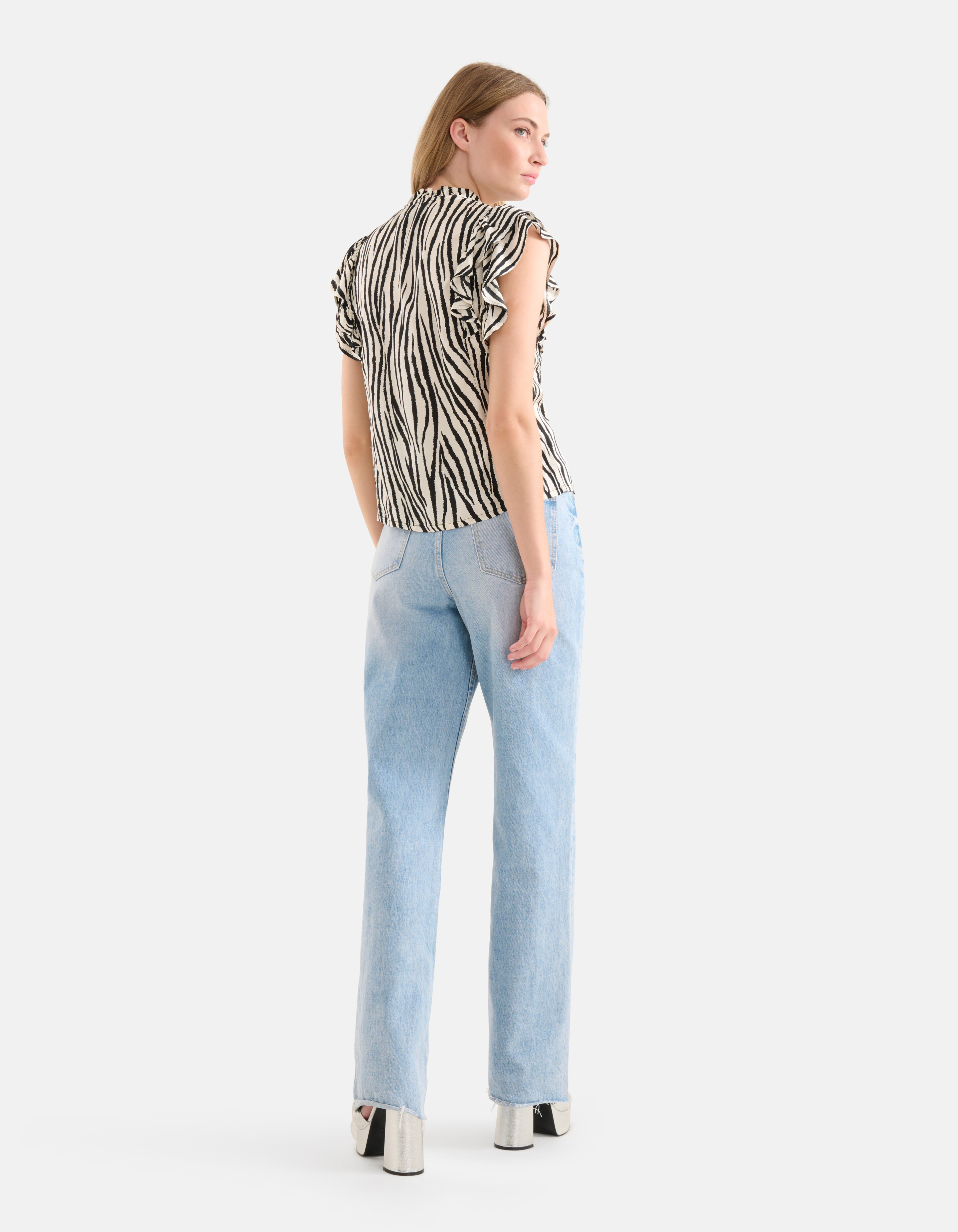 Zebra Printed Top Zwart/Wit SHOEBY WOMEN