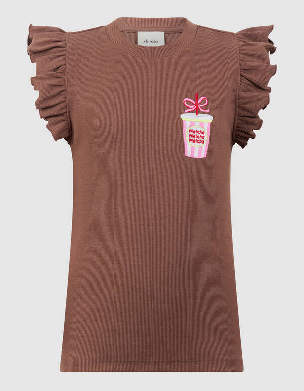 Matcha Ruffle Rib Top Bruin SHOEBY GIRLS