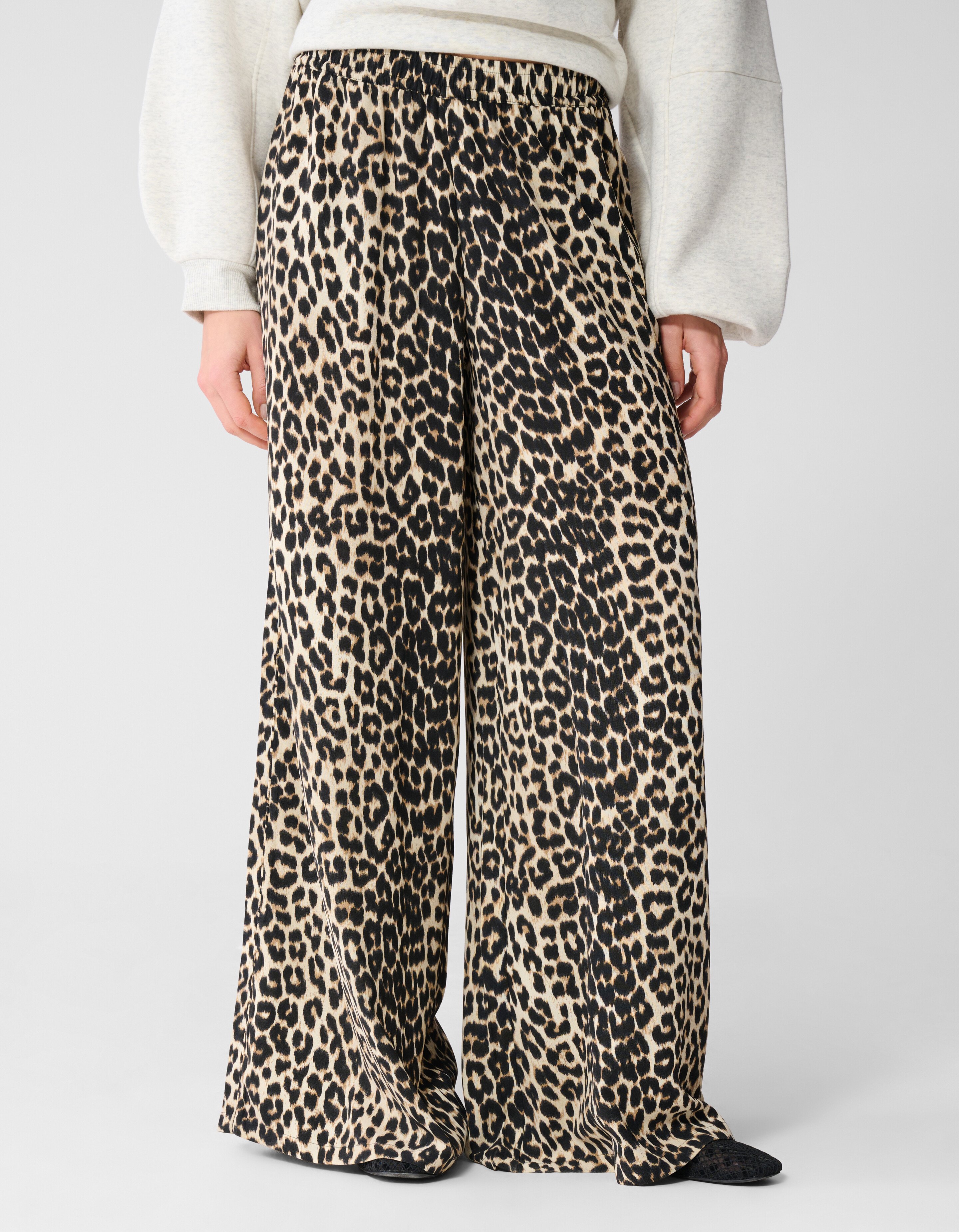 Leopard Wide Leg Fit Broek Bruin SHOEBY WOMEN