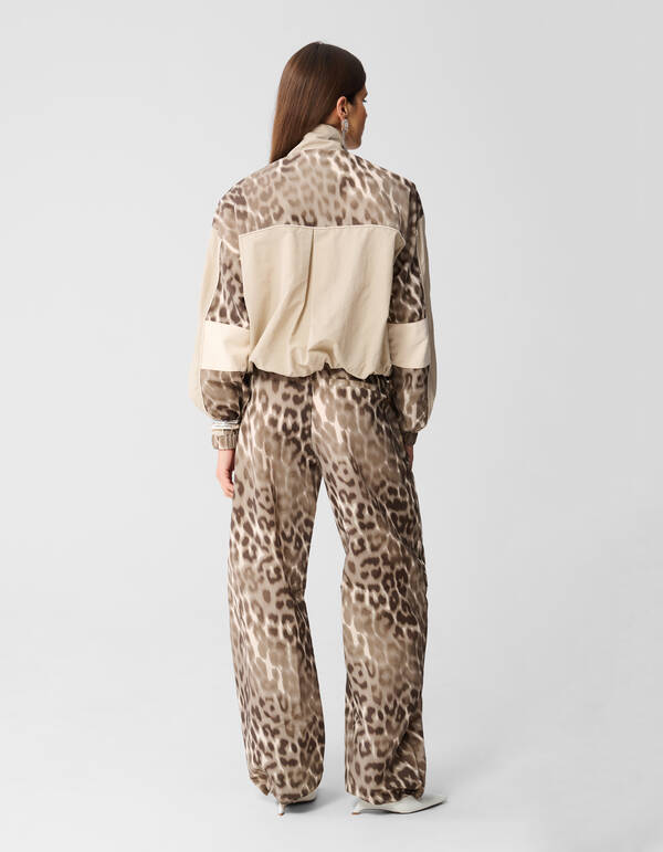 Leopard Parachute Jogger Broek Bruin SHOEBY WOMEN