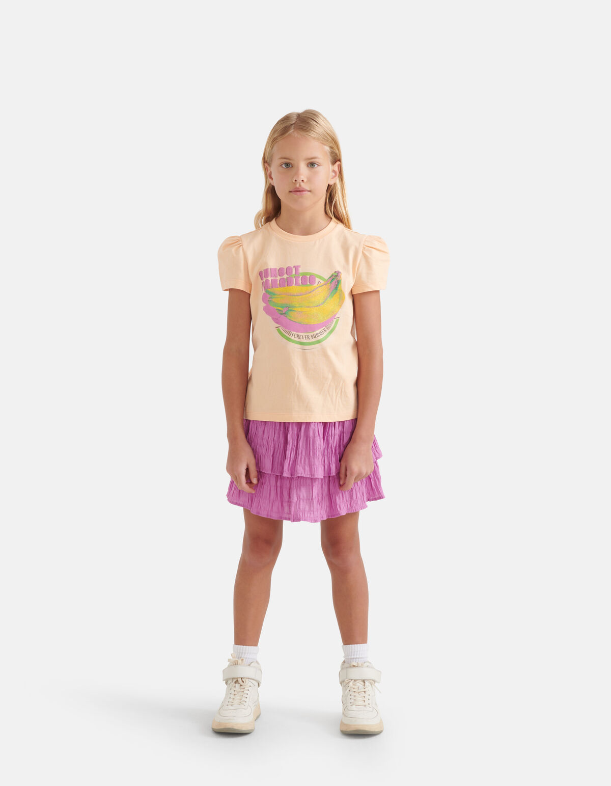Pofmouwen T-shirt Lichtoranje SHOEBY GIRLS