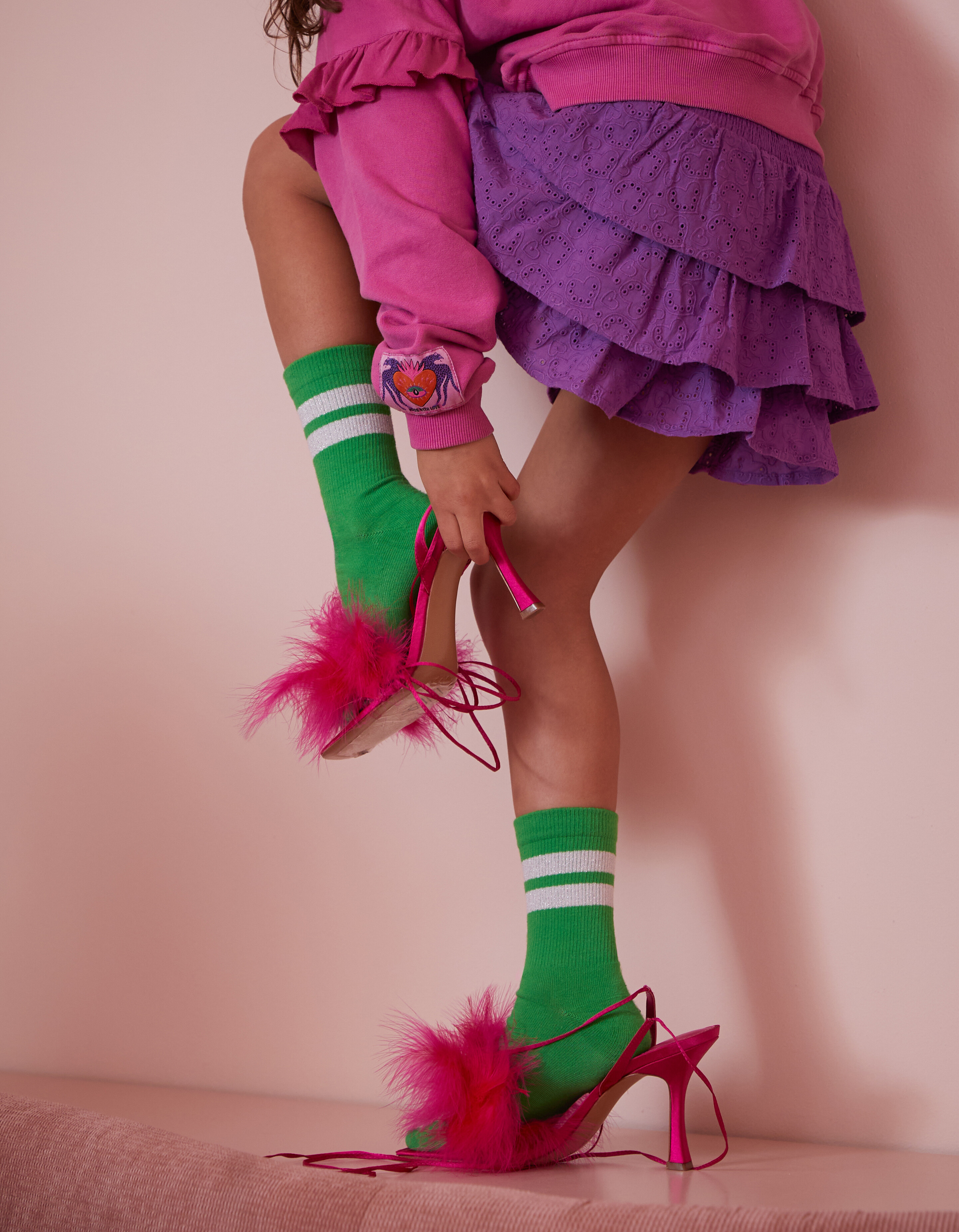 Embroidery Heart Rok Paars By Lizzy SHOEBY GIRLS