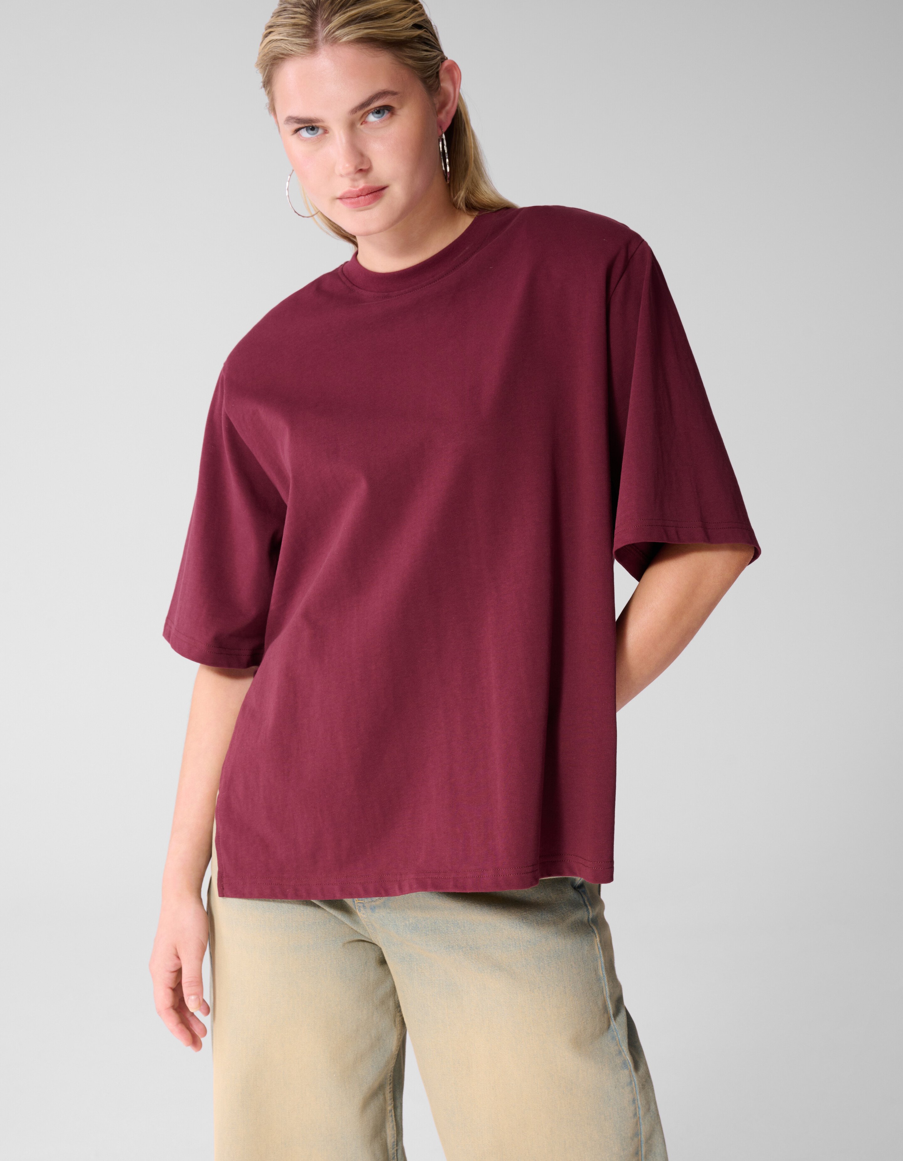 Split T-shirt Donkerrood SHOEBY WOMEN