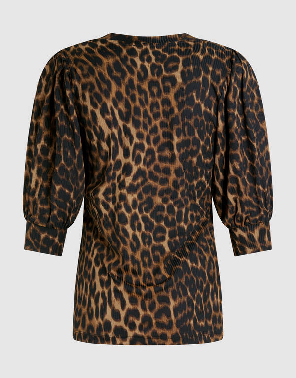Rib Jersey Leopard Top Bruin SHOEBY WOMEN