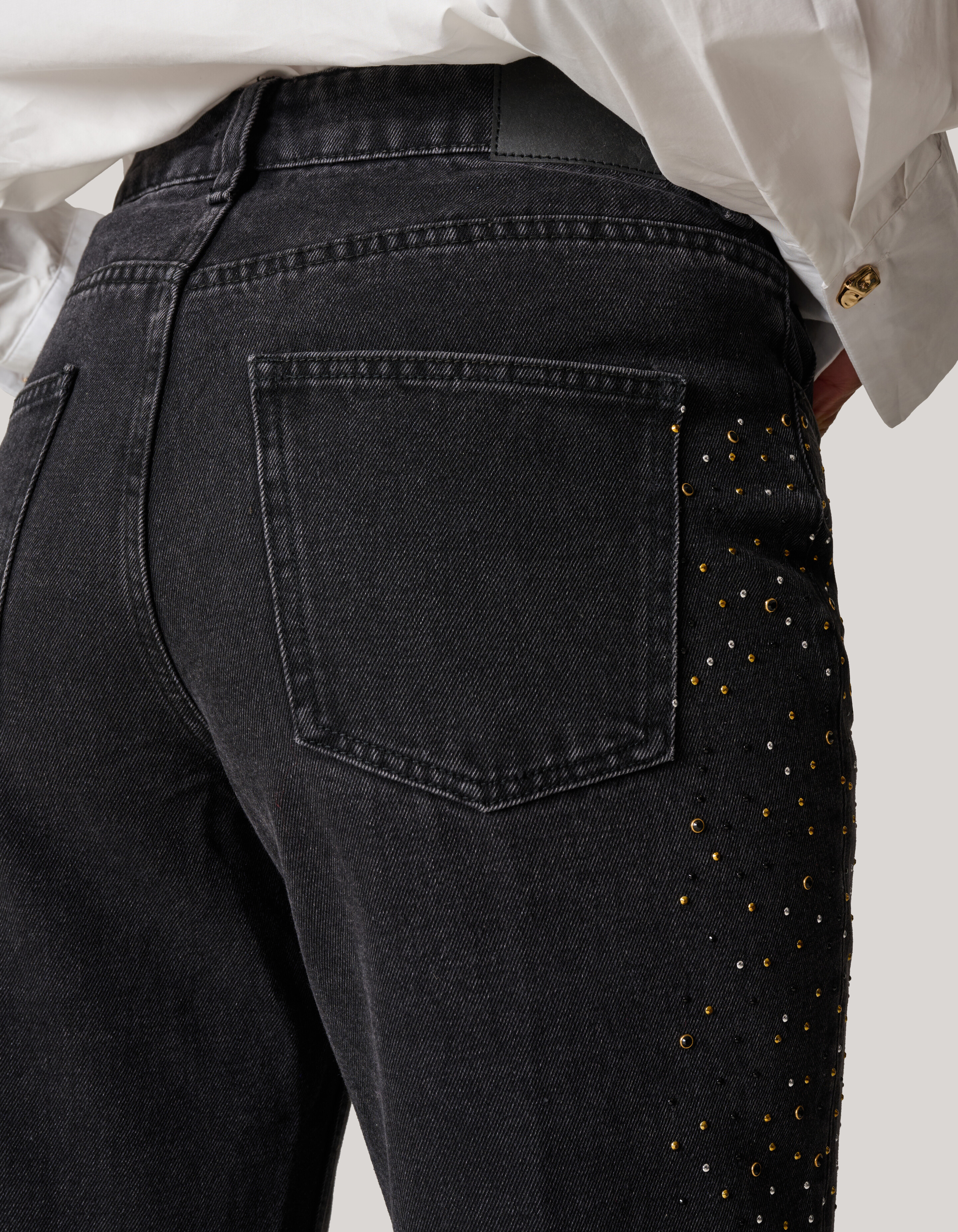 Studs Wide Leg Fit Jeans Donkergrijs SHOEBY WOMEN