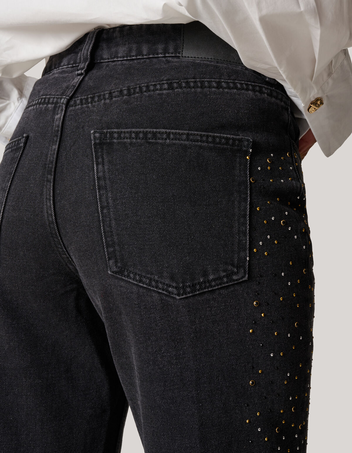Studs Wide Leg Fit Jeans Donkergrijs SHOEBY WOMEN