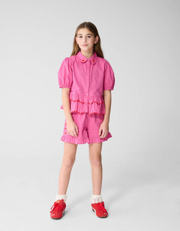 Ruffle Heart Blouse Roze SHOEBY GIRLS