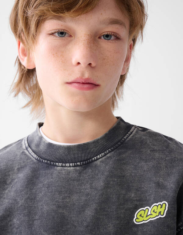 Washed Artwork Sweater Grijs SHOEBY BOYS