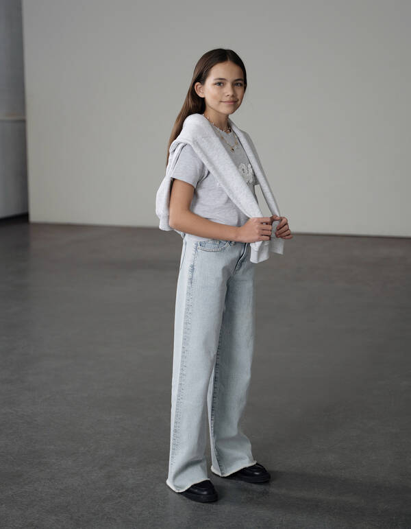 Studs Wide Leg Fit Jeans Bleached SHOEBY GIRLS