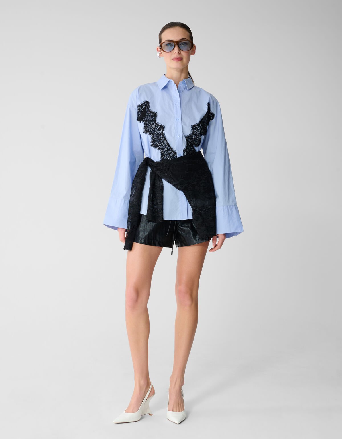 Oversized Kanten Blouse Blauw SHOEBY WOMEN