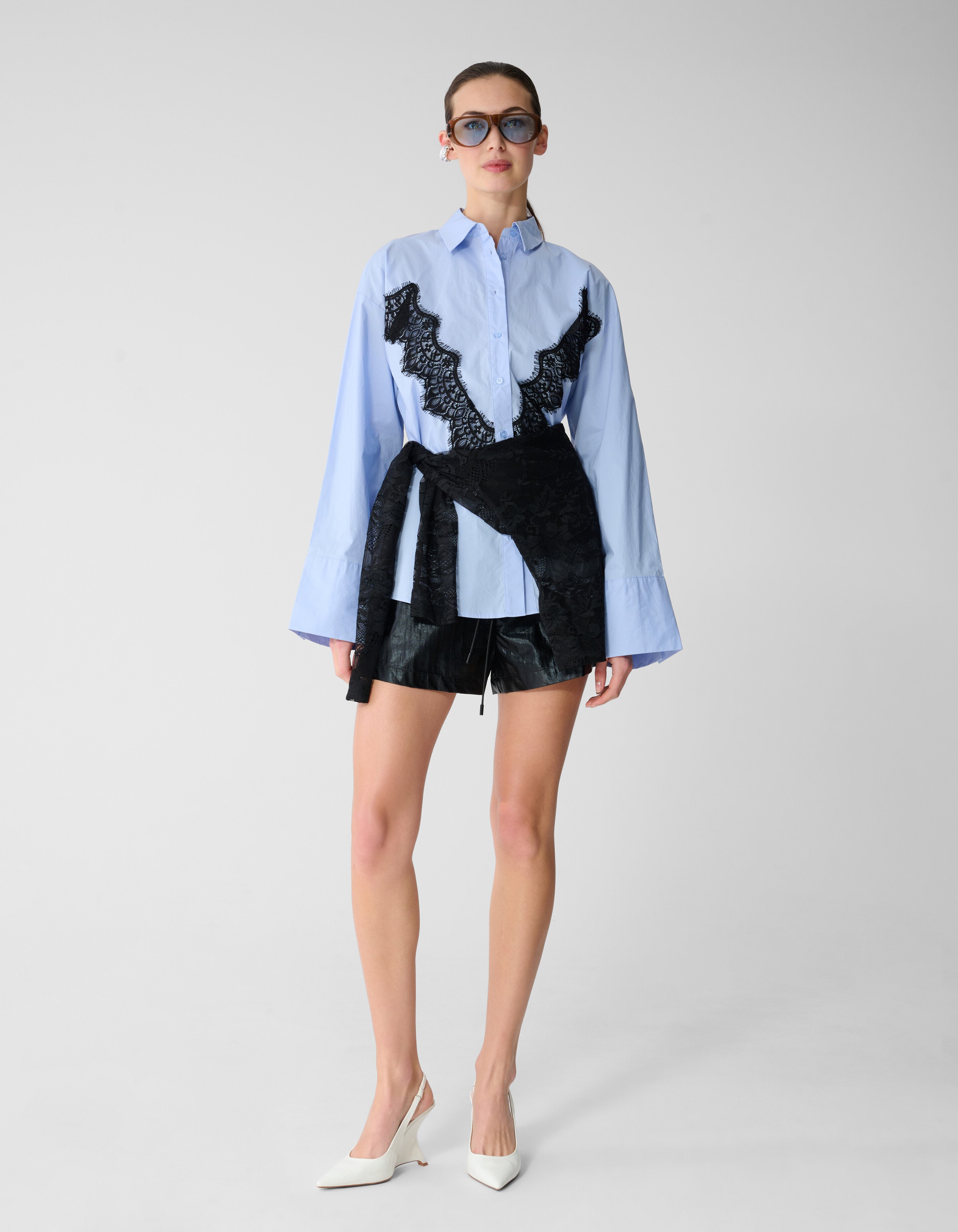 Oversized Kanten Blouse Blauw SHOEBY WOMEN