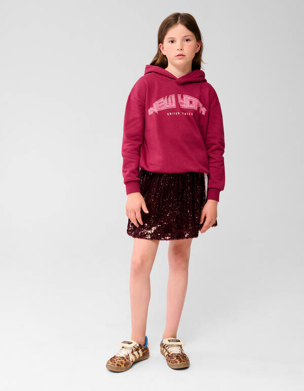 New York Artwork Hoodie Donkerrood SHOEBY GIRLS