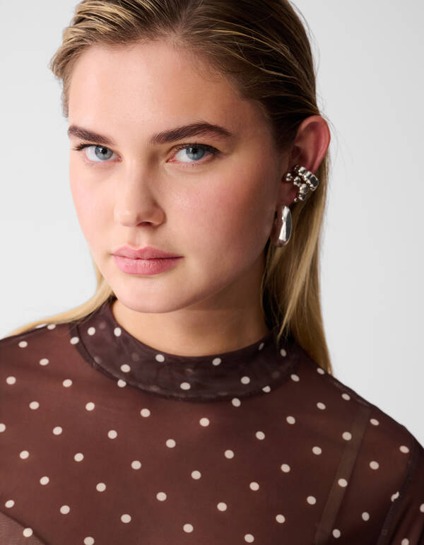 Mesh Stip Top Donkerbruin SHOEBY WOMEN