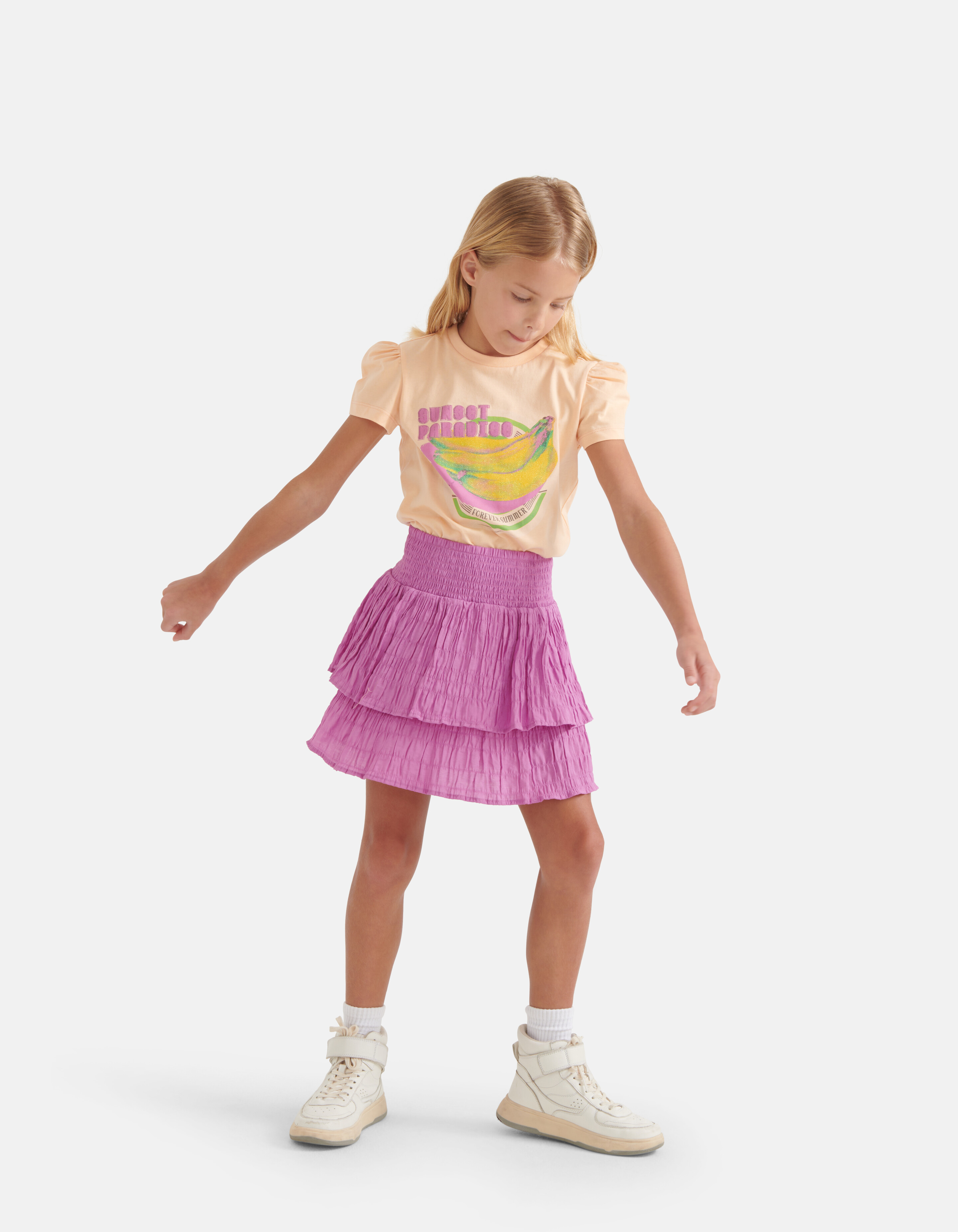 Pofmouwen T-shirt Lichtoranje SHOEBY GIRLS