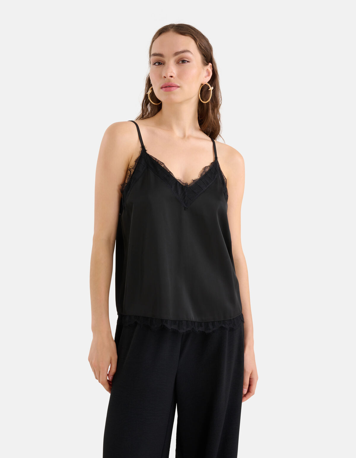 Satijnen Lace Top Zwart SHOEBY WOMEN