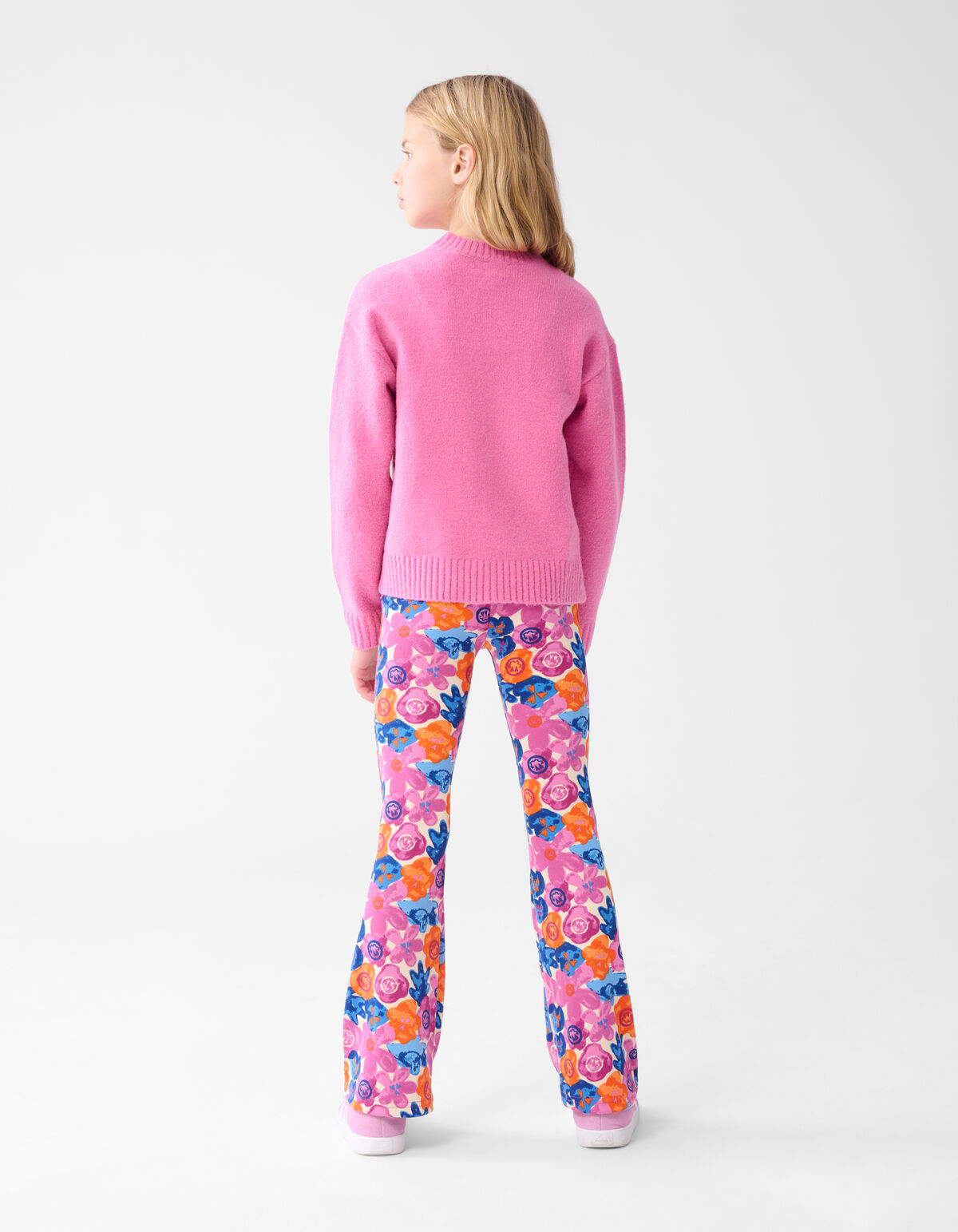 Printed Rib Flared Legging Roze SHOEBY GIRLS