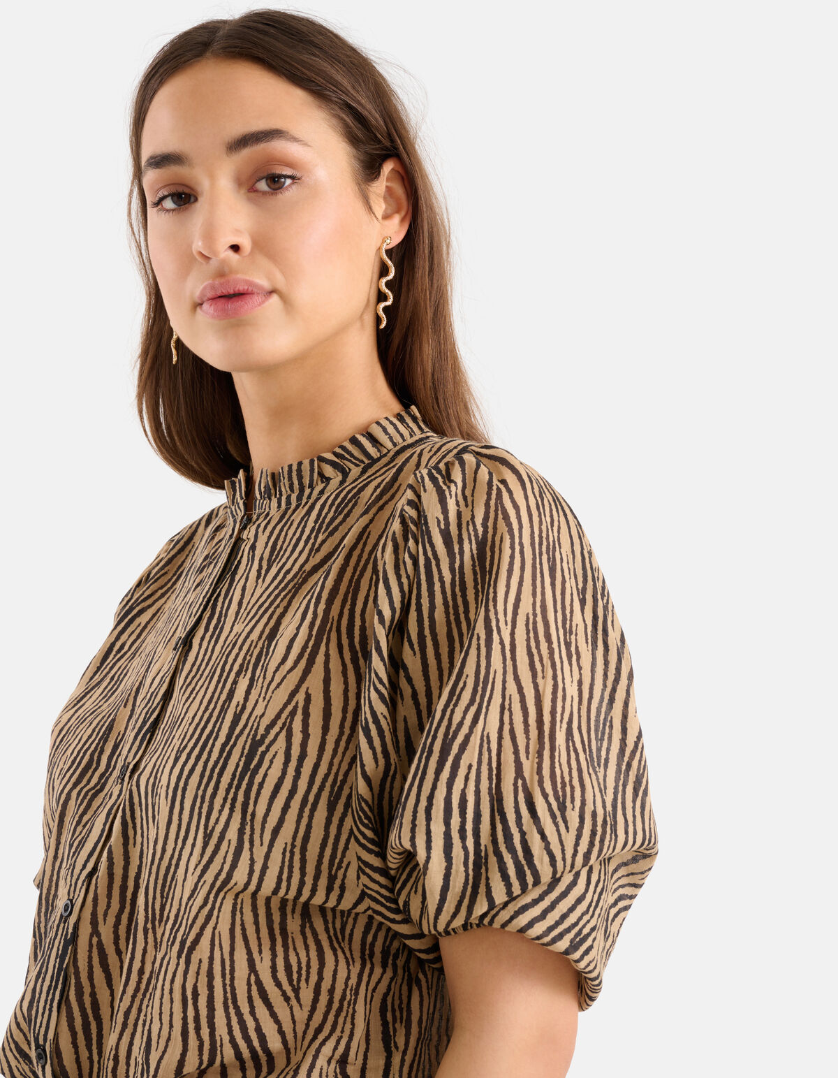 Zebra Voile Blouse Bruin SHOEBY WOMEN