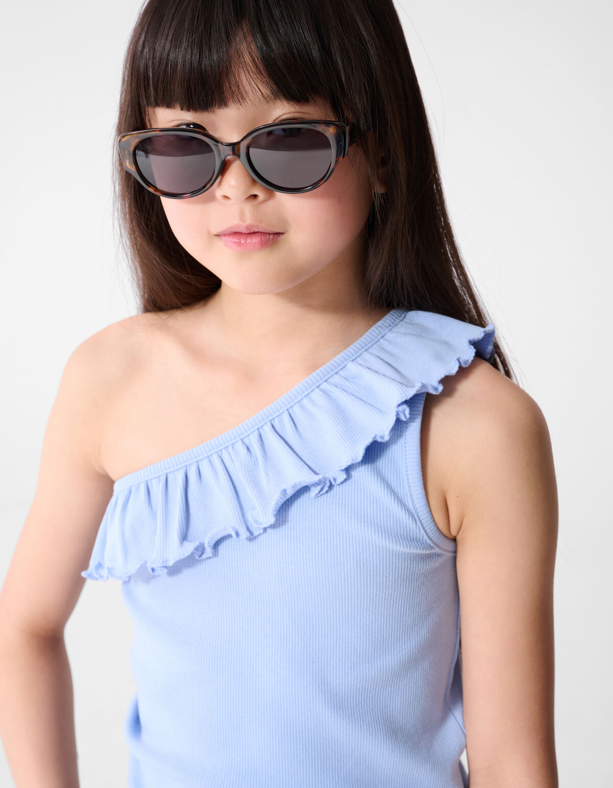 One Shoulder Rib Top Blauw SHOEBY GIRLS