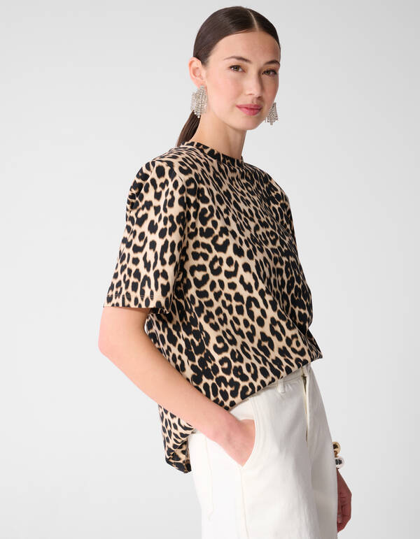 Leopard Padded T-shirt Bruin SHOEBY WOMEN