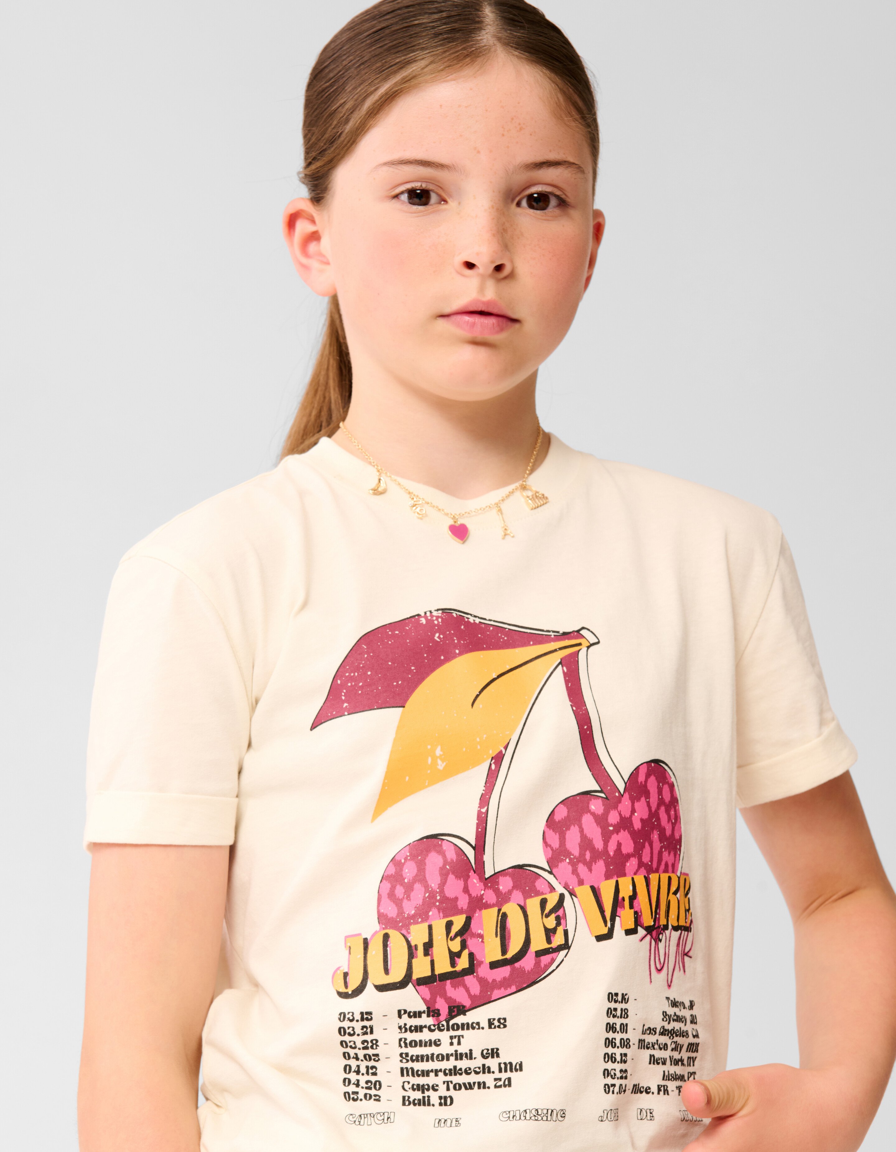 Vivre Artwork T-shirt Gebroken Wit SHOEBY GIRLS