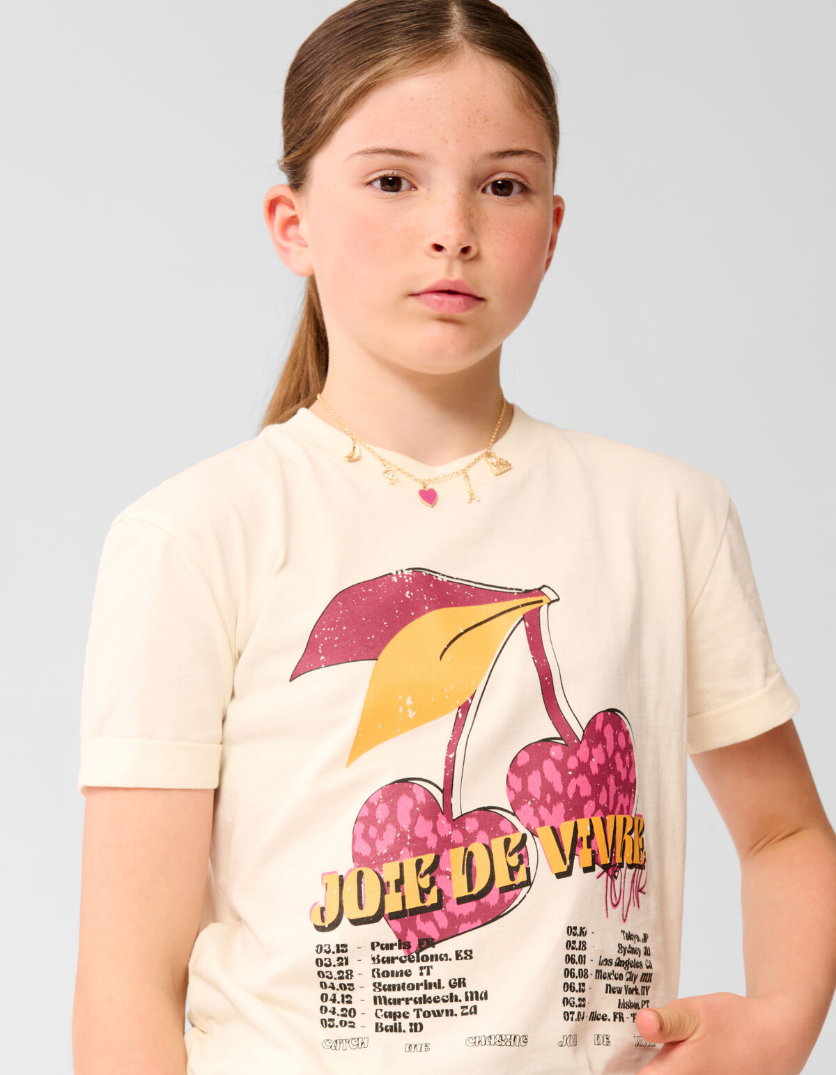 Vivre Artwork T-shirt Gebroken Wit SHOEBY GIRLS