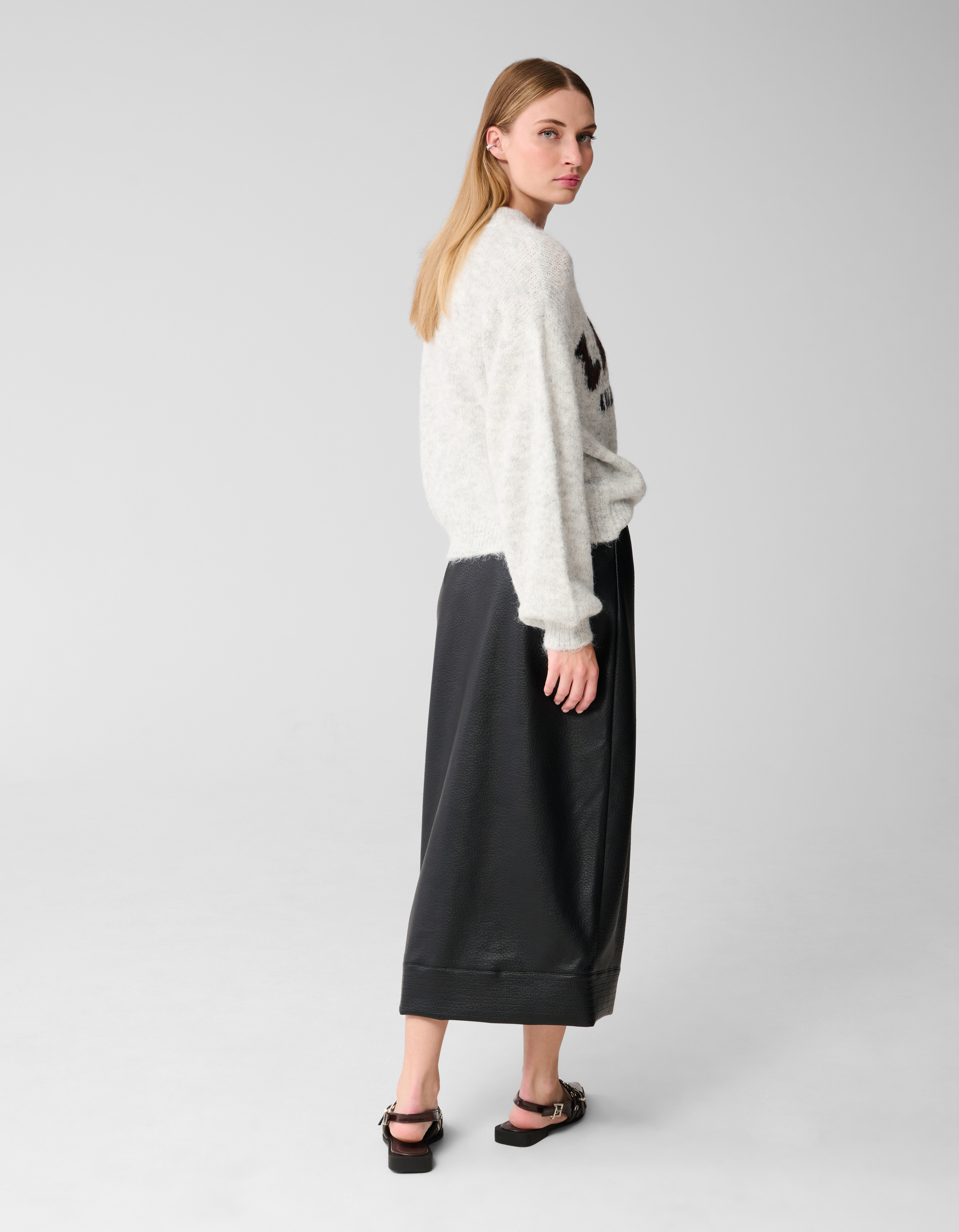 Vegan Leren Overlap Rok Zwart SHOEBY WOMEN