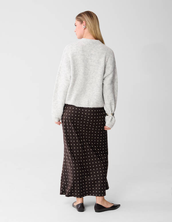 Satijnen Polkadot Maxi Rok Donkerbruin SHOEBY WOMEN