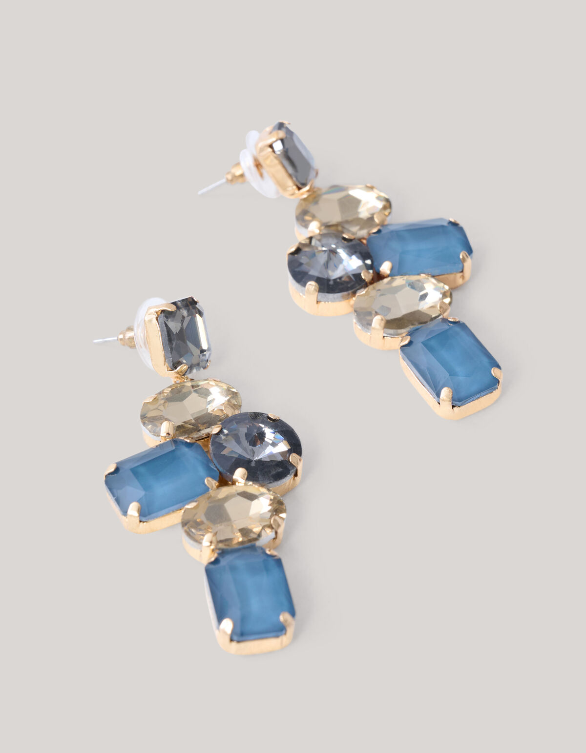 Hanging Strass Oorbellen Blauw SHOEBY ACCESSOIRES