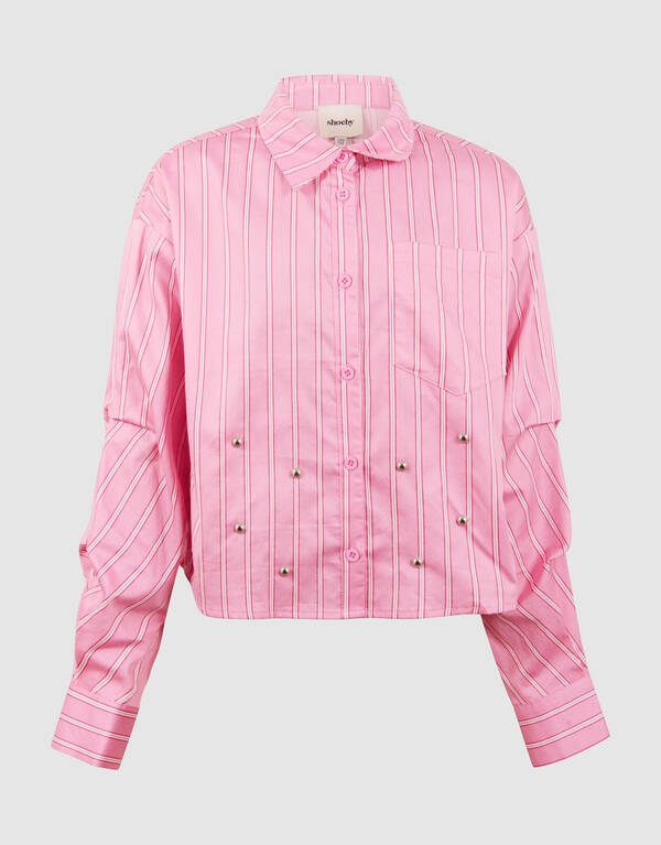 Pinstripe Stud Blouse Roze SHOEBY GIRLS