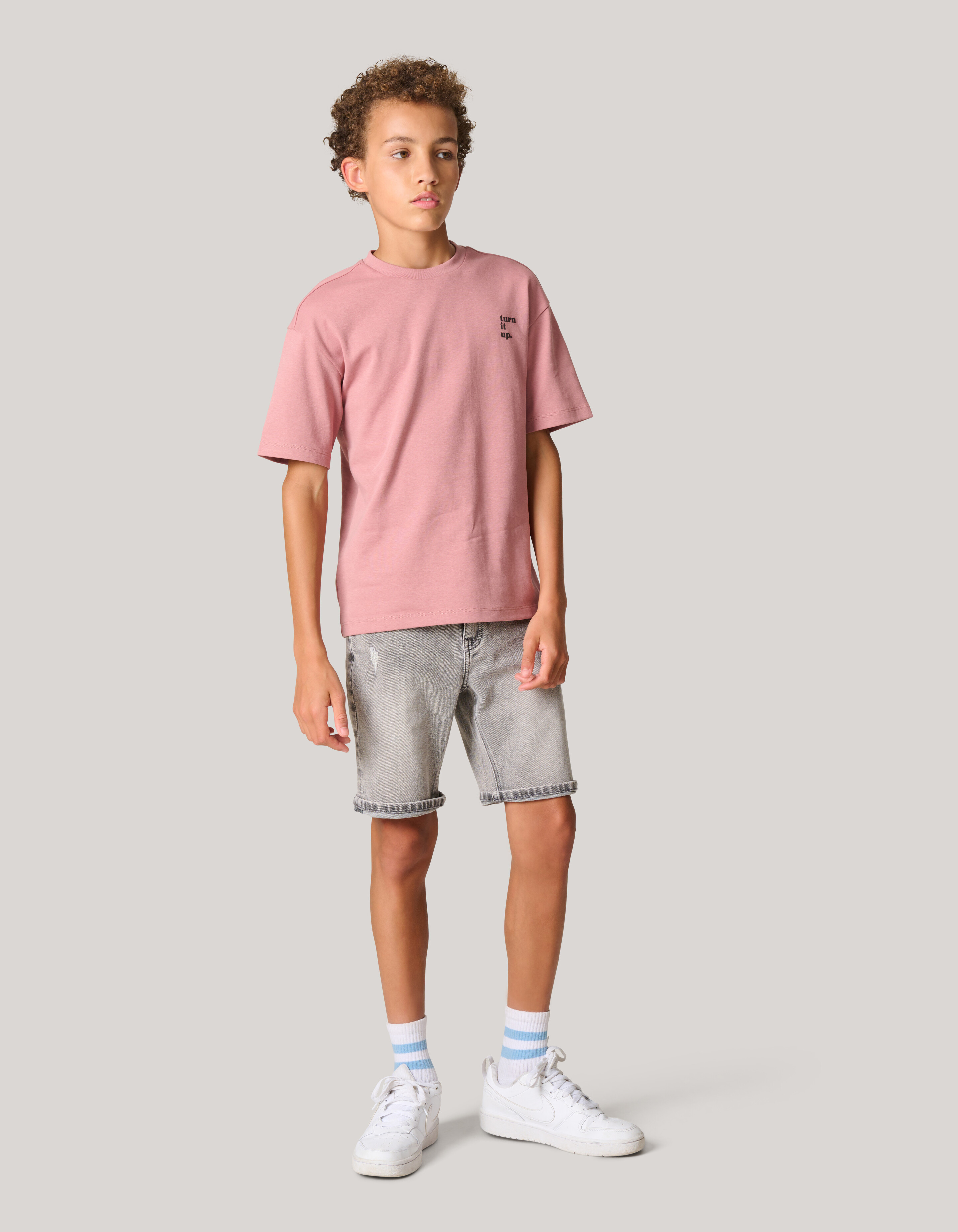 Heavy Basis T-shirt Donkerroze SHOEBY BOYS