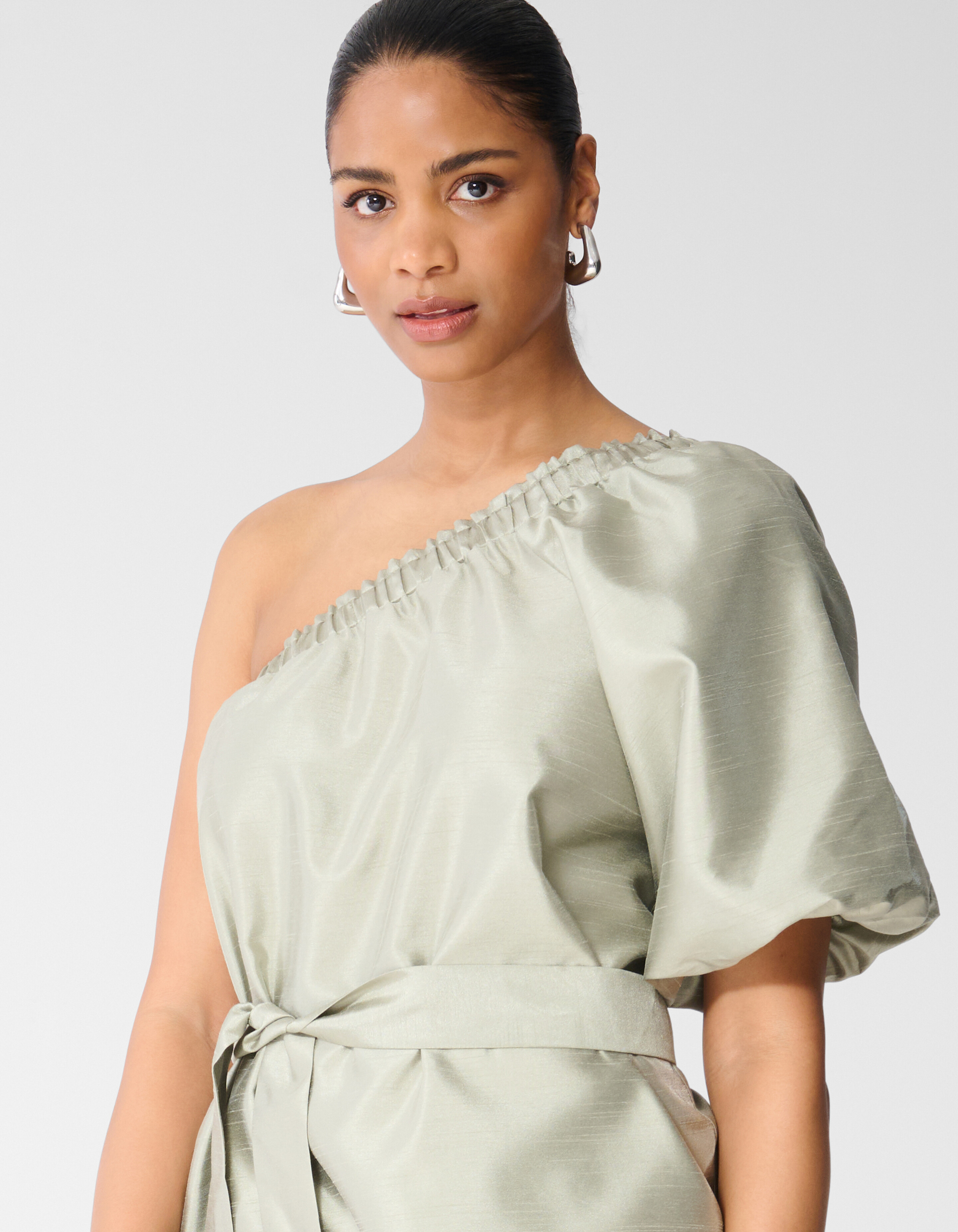 Shiny One Shoulder Mini Jurk Lichtgroen SHOEBY WOMEN