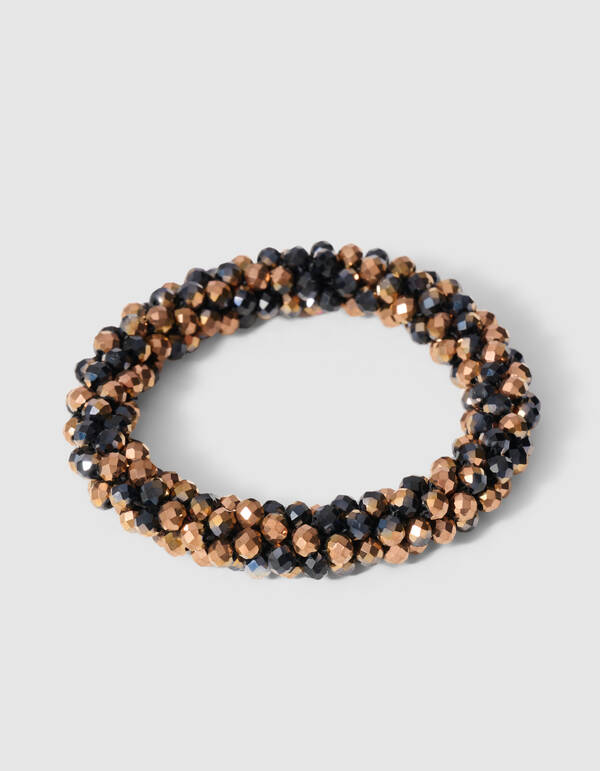Beaded Haarelastiek Bruin/Zwart SHOEBY ACCESSOIRES